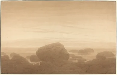 Mondaufgang an einer leeren Küste